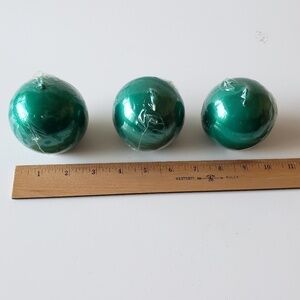 Sealed (set of 3) Green Round Metallic Wax Burning Candles